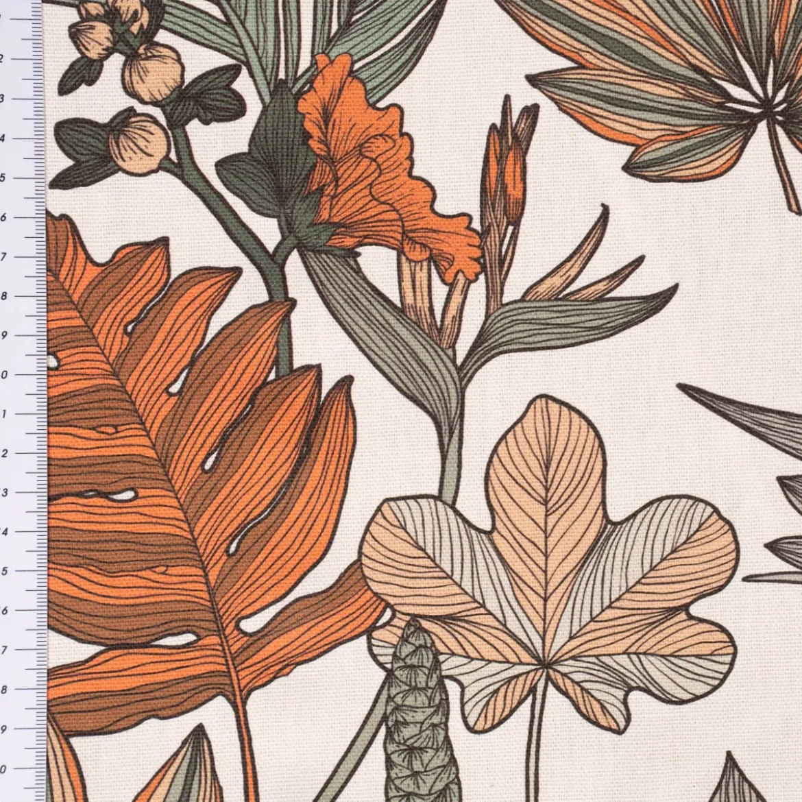 SCHÖNER LEBEN. Tischdecke Retro Blätter Blumen wollweiß orange braun verschiedene Größen