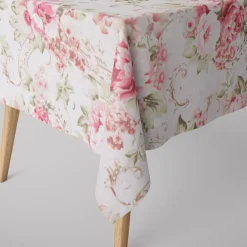 SCHÖNER LEBEN. Tischdecke Rosen Pfingstrosen Blüten Ornamente creme rosa pink grün verschiedene Größen