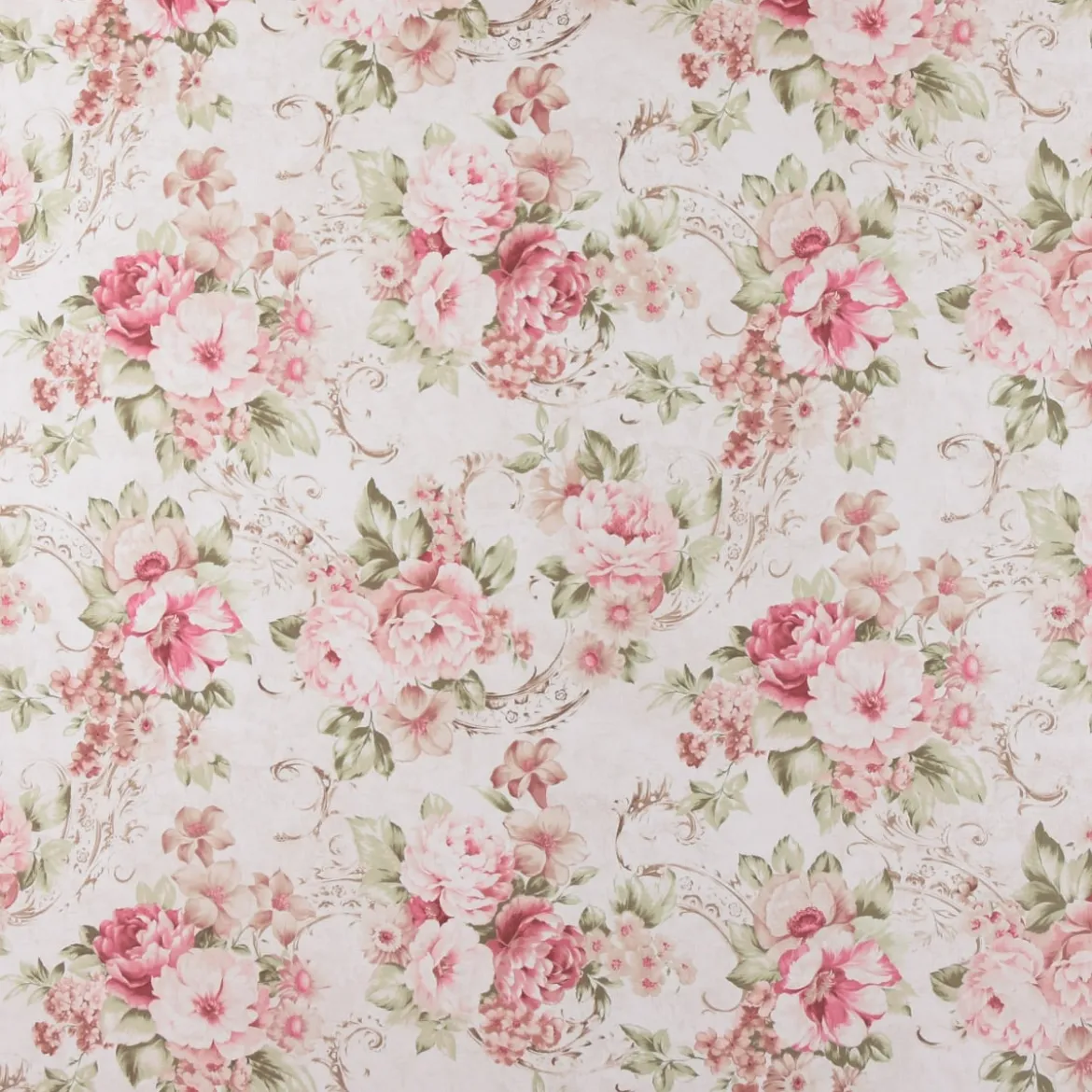 SCHÖNER LEBEN. Tischdecke Rosen Pfingstrosen Blüten Ornamente creme rosa pink grün verschiedene Größen