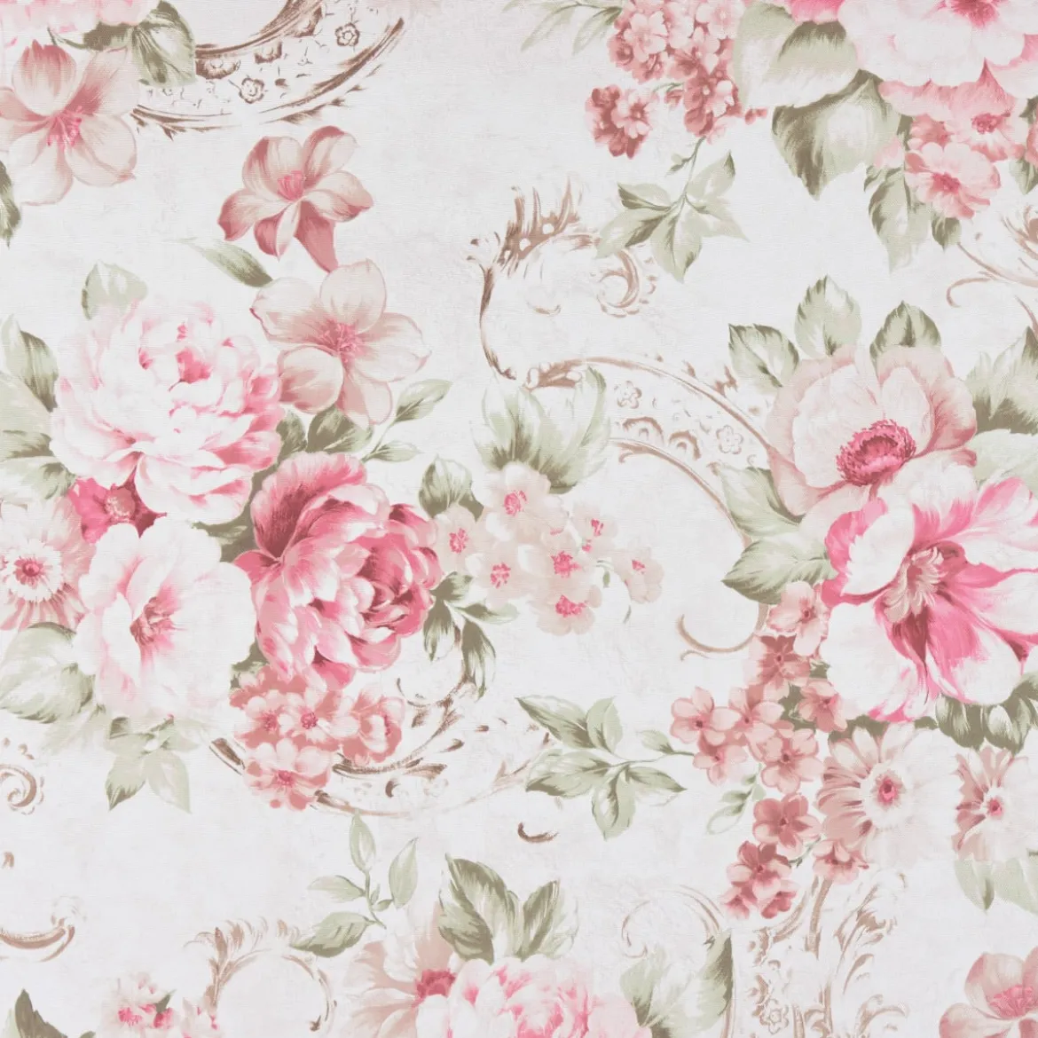 SCHÖNER LEBEN. Tischdecke Rosen Pfingstrosen Blüten Ornamente creme rosa pink grün verschiedene Größen