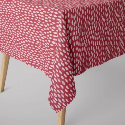SCHÖNER LEBEN. Tischdecke rot mit Klecksen Tropfen eckig in verschiedenen Größen