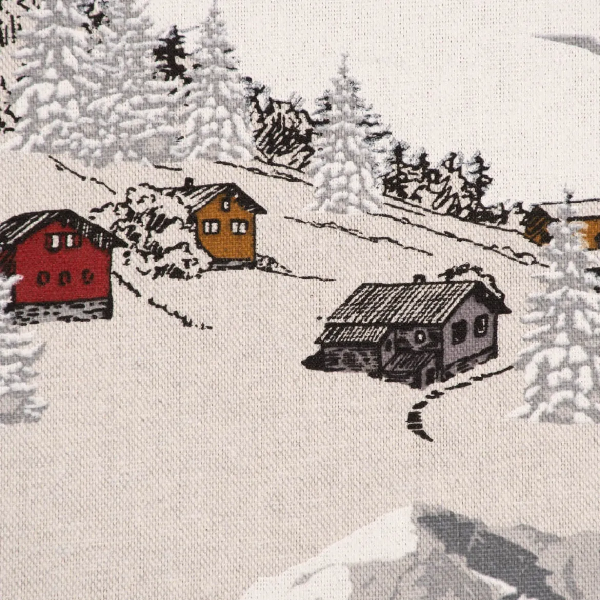 SCHÖNER LEBEN. Tischdecke Skifahrer Winterlandschaft natur grau verschiedene Größen