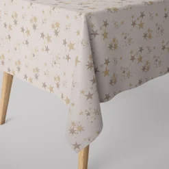 SCHÖNER LEBEN. Tischdecke Sterne beidseitig beige gold eckig in verschiedenen Größen