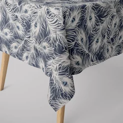 SCHÖNER LEBEN. Tischdecke STUDIO G Federn Pfau dunkelblau weiß blau verschiedene Größen