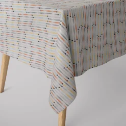 SCHÖNER LEBEN. Tischdecke STUDIO G geometrisch Stäbchen beige blau gelb orange grau verschiedene Größen