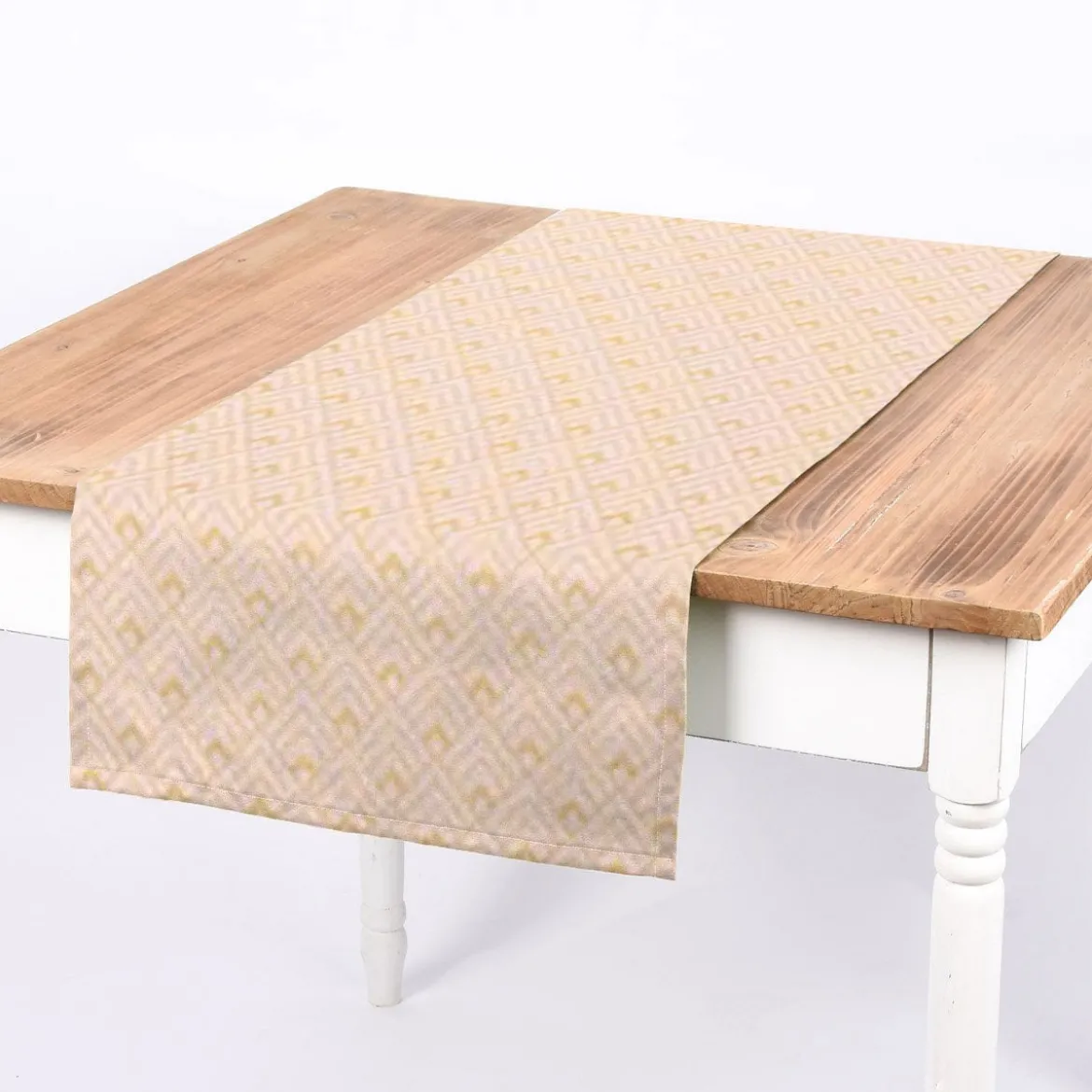 SCHÖNER LEBEN. Tischläufer Art Deco Metallic Rauten rosa goldfarbig 40x160cm