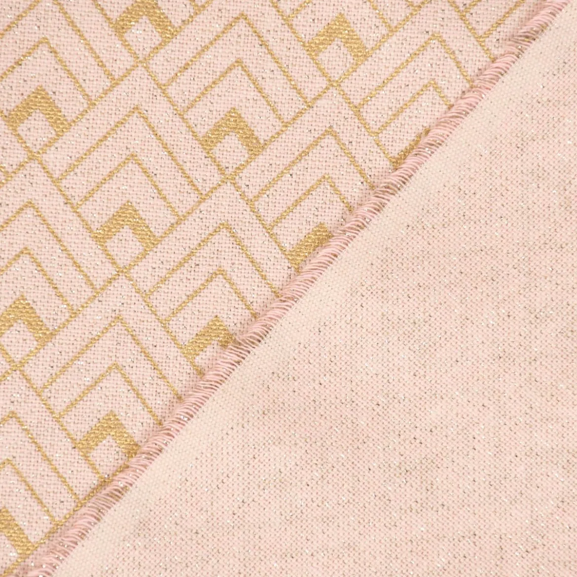 SCHÖNER LEBEN. Tischläufer Art Deco Metallic Rauten rosa goldfarbig 40x160cm