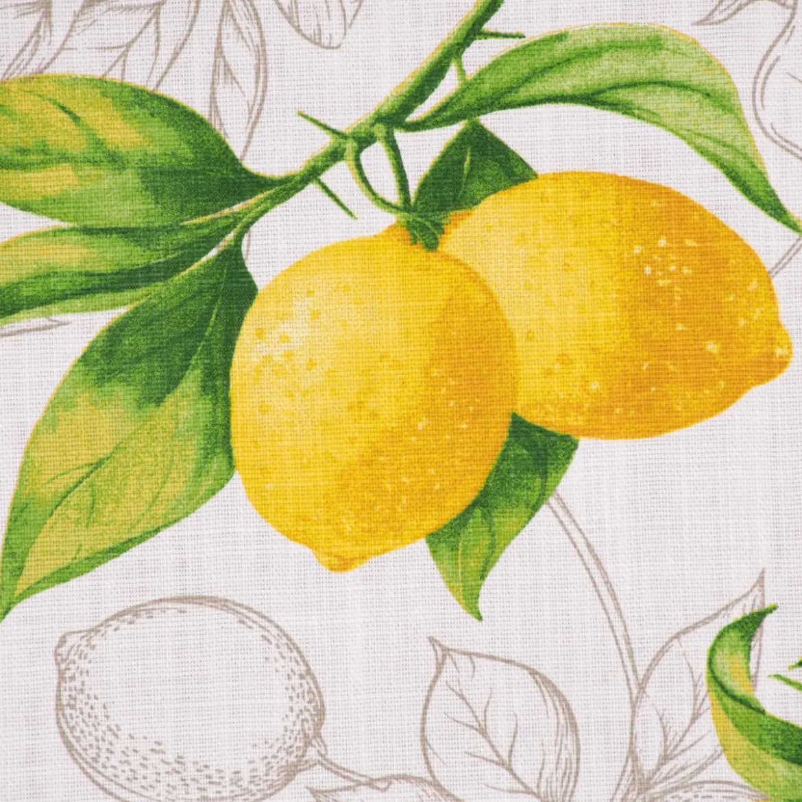 SCHÖNER LEBEN. Tischläufer aus Baumwolle Citron Zitronen weiß grün gelb 40x160cm