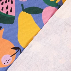 SCHÖNER LEBEN. Tischläufer aus Baumwolle Retro Pop Obst Blumen lila bunt 40x160cm