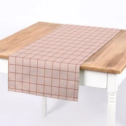 SCHÖNER LEBEN. Tischläufer aus Baumwollcanvas Jacques Gitterkaro rosa braun 40x160cm