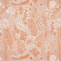 SCHÖNER LEBEN. Tischläufer aus Baumwolle Blätter Blumen Gräser grau beige orange 40x160cm