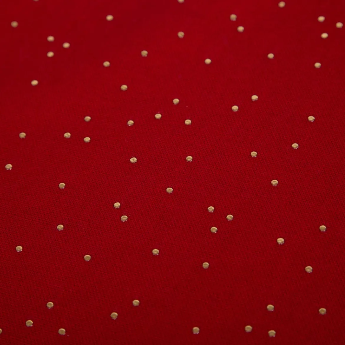 SCHÖNER LEBEN. Tischläufer aus Baumwoll-Canvas in Rot mit Goldpunkten 40x160cm