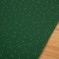 SCHÖNER LEBEN. Tischläufer aus Baumwoll-Canvas in Grün mit Goldpunkten 40x160cm