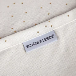 SCHÖNER LEBEN. Tischläufer aus Baumwoll-Canvas in Weiß mit Goldpunkten 40x160cm