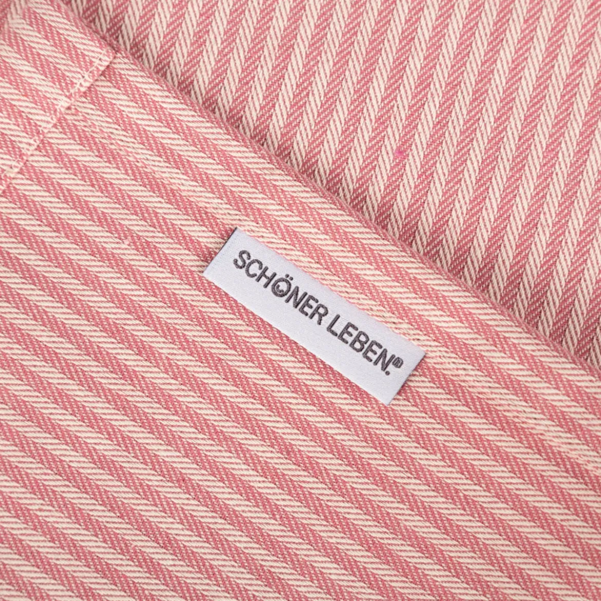 SCHÖNER LEBEN. Tischläufer aus Dobbystoff mit schmalen Streifen rosa ecru in 40x160cm