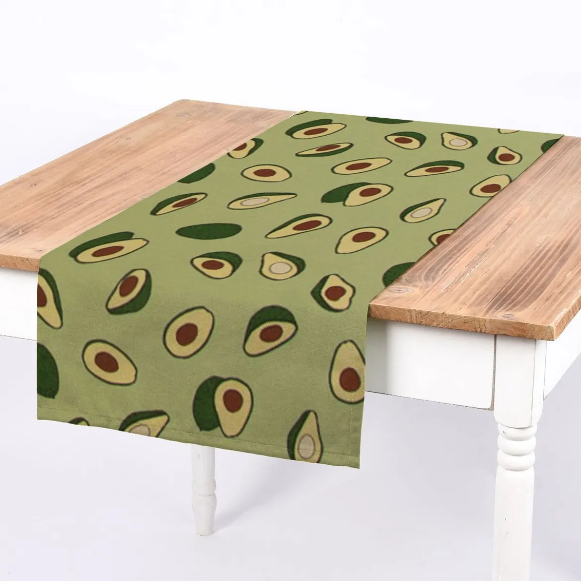 SCHÖNER LEBEN. Tischläufer Avocado grün braun 40x160cm