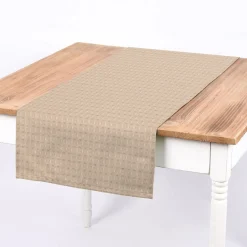 SCHÖNER LEBEN. Tischläufer Baumwollstoff Reliefstruktur natur 40x160cm