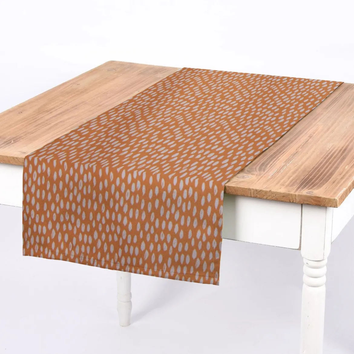 SCHÖNER LEBEN. Tischläufer Bayside Tupfen Pinselstriche orange weiß 40x160cm