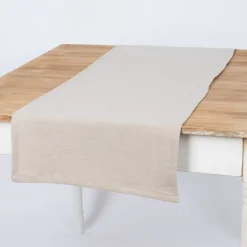 SCHÖNER LEBEN. Tischläufer Bio Ramie Leinenoptik einfarbig steingrau 40x160cm