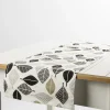 Schöner Leben Tischläufer Blätter weiß grau khaki 40x160cm