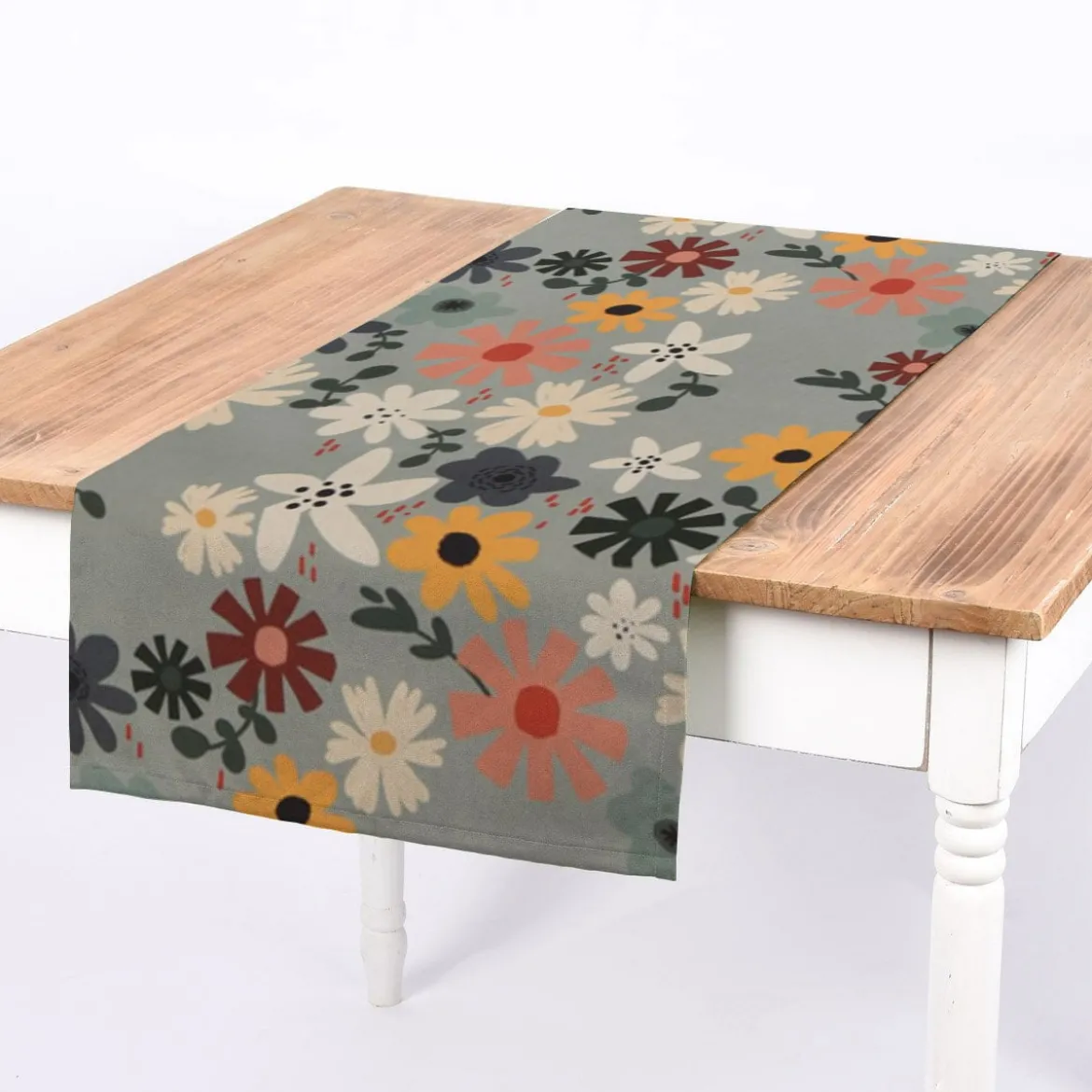 SCHÖNER LEBEN. Tischläufer Blumen Blüten mint bunt 40x160cm