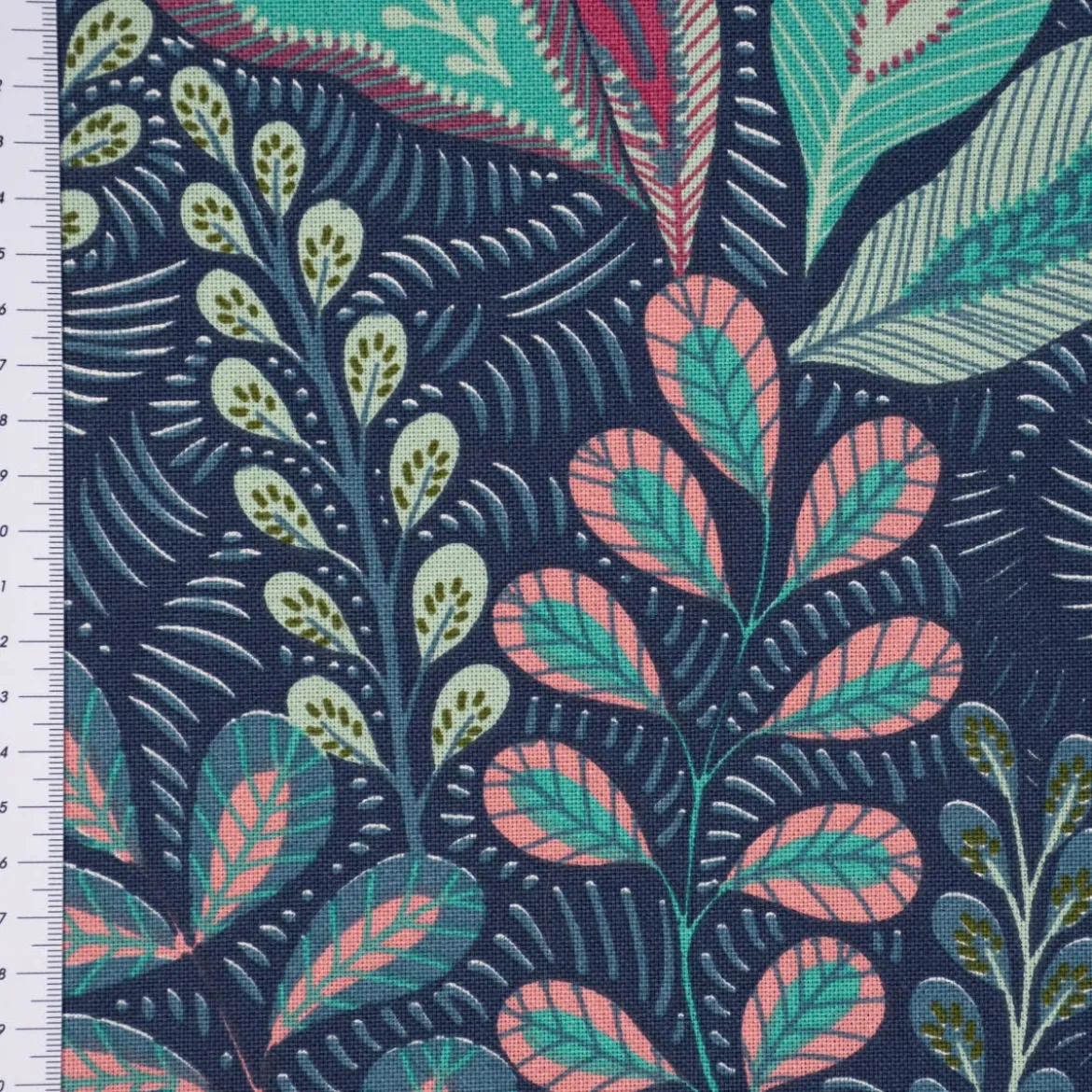 SCHÖNER LEBEN. Tischläufer Botanic Arty Blätter blau pink grün 40x160cm
