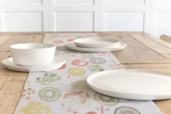SCHÖNER LEBEN. Tischläufer Bramley Apfel Kiwi weiß rot grün beige 40x160cm