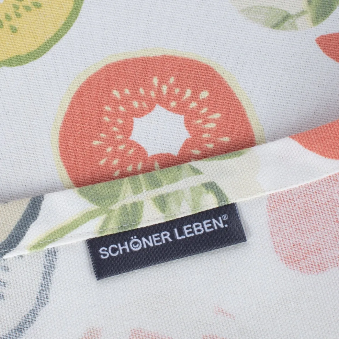 SCHÖNER LEBEN. Tischläufer Bramley Apfel Kiwi weiß rot grün beige 40x160cm