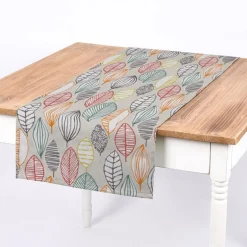 SCHÖNER LEBEN. Tischläufer Canyon Blätter beige braun grün rot 40x160cm
