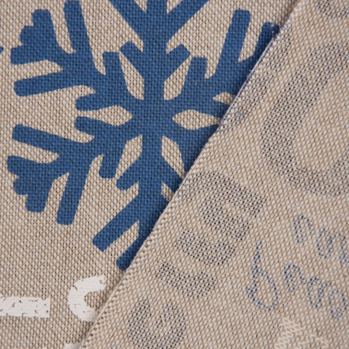 SCHÖNER LEBEN. Tischläufer Christmas Schriftzug natur weiß blau 40x160cm