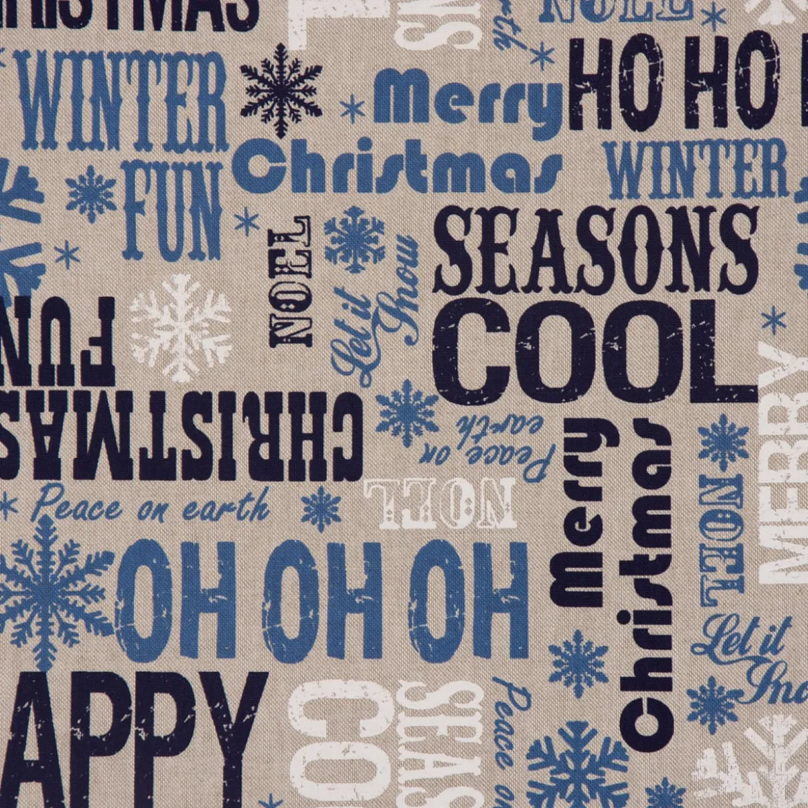 SCHÖNER LEBEN. Tischläufer Christmas Schriftzug natur weiß blau 40x160cm