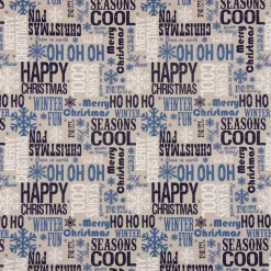 SCHÖNER LEBEN. Tischläufer Christmas Schriftzug natur weiß blau 40x160cm
