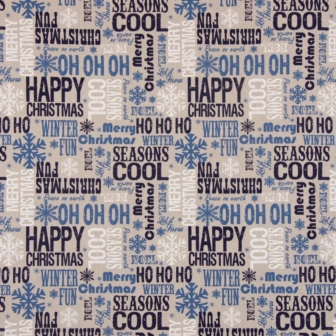 SCHÖNER LEBEN. Tischläufer Christmas Schriftzug natur weiß blau 40x160cm