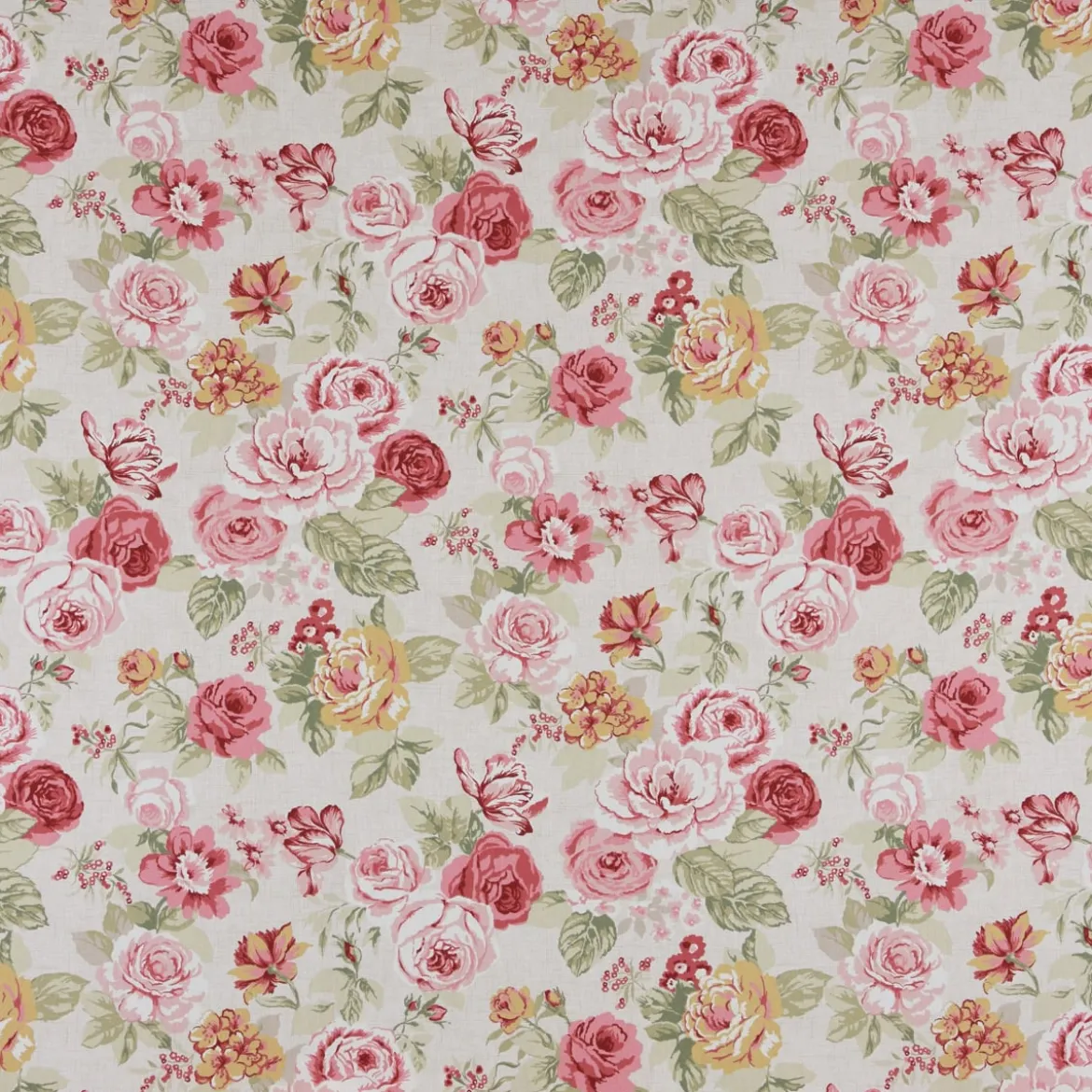 SCHÖNER LEBEN. Tischläufer Clarke & Clarke STUDIO G Blumen Rosen beige grün rot 40x160cm
