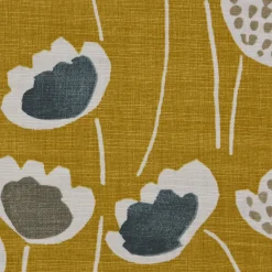 SCHÖNER LEBEN. Tischläufer Clara Saffron Blumen senfgelb ocker blau grau 40x160cm