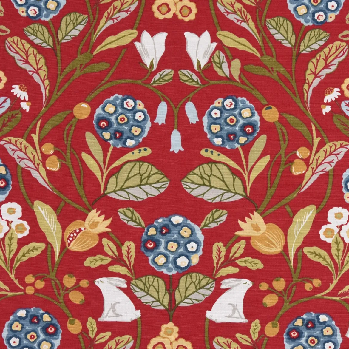 SCHÖNER LEBEN. Tischläufer Clarke & Clarke STUDIO G Blumen Hase rot grün blau 40x160cm