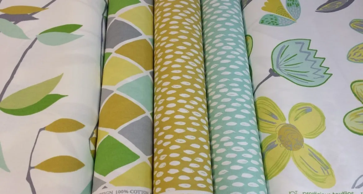 Schöner Leben Tischläufer Coco Plum Lemonade Blätter grau grün gelb 40x160cm