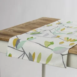 Schöner Leben Tischläufer Coco Plum Lemonade Blätter grau grün gelb 40x160cm