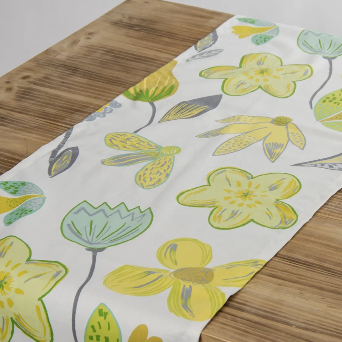 Schöner Leben Tischläufer Coconut Grove Lemonade Blumen grau grün gelb 40x160cm