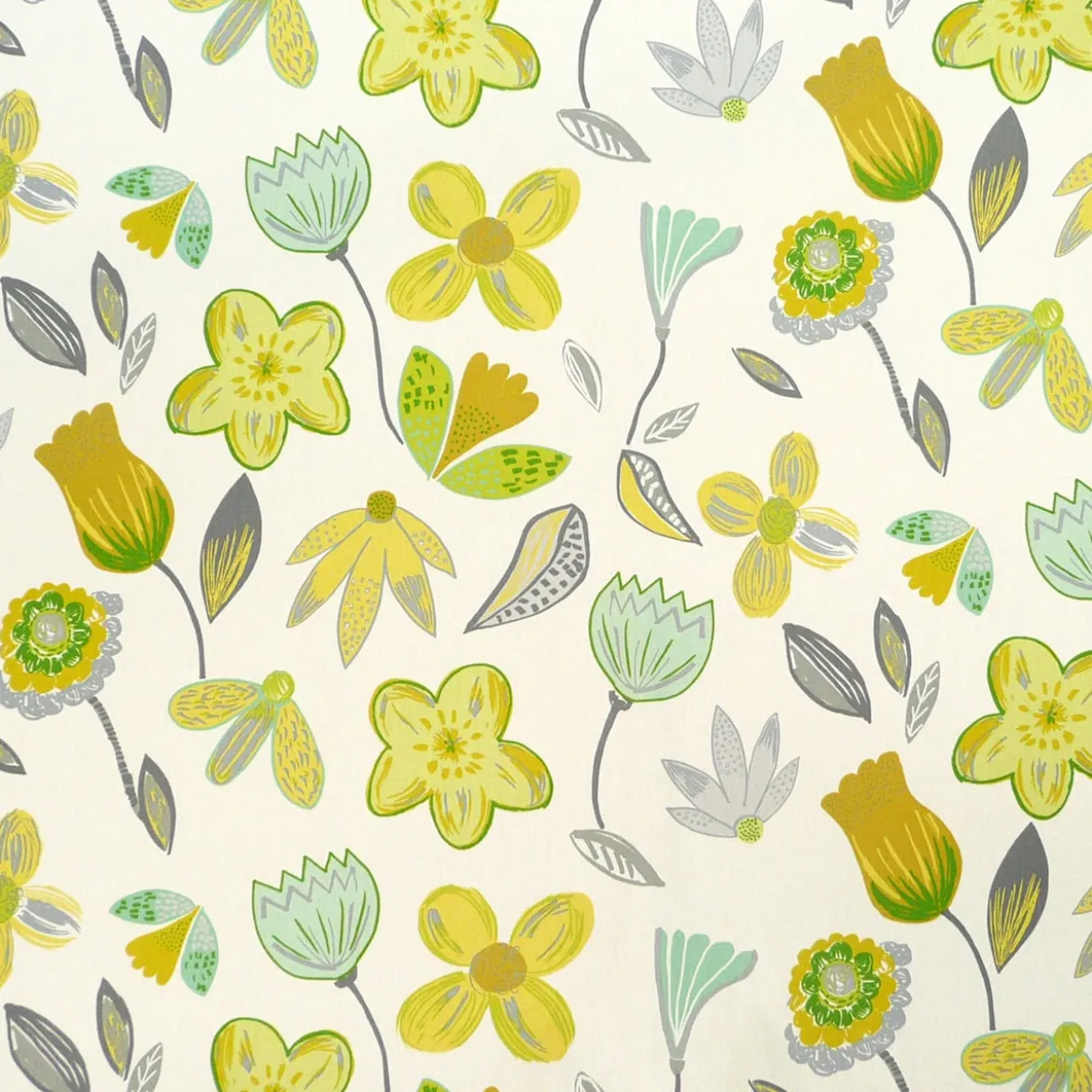 Schöner Leben Tischläufer Coconut Grove Lemonade Blumen grau grün gelb 40x160cm