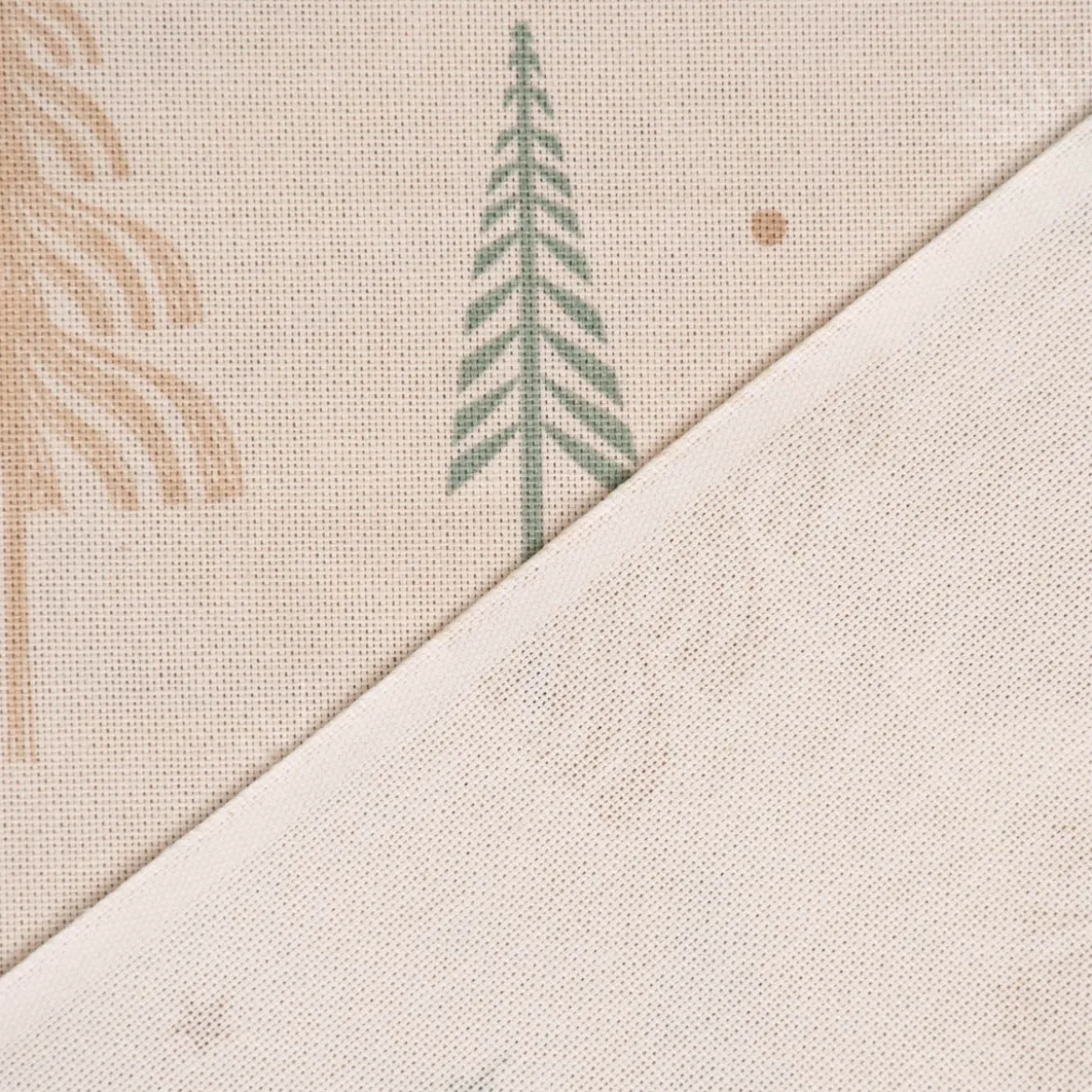 SCHÖNER LEBEN. Tischläufer Cold Forest Animals Bäume Waldtiere beige grün weiß 40x160cm