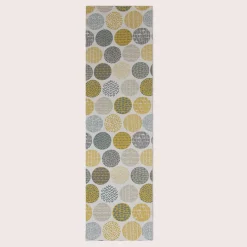 SCHÖNER LEBEN. Tischläufer creme Kreise in grau braun 40x160cm