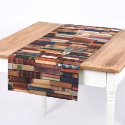 SCHÖNER LEBEN. Tischläufer Digitaldruck Bücher Books bunt 40x160cm