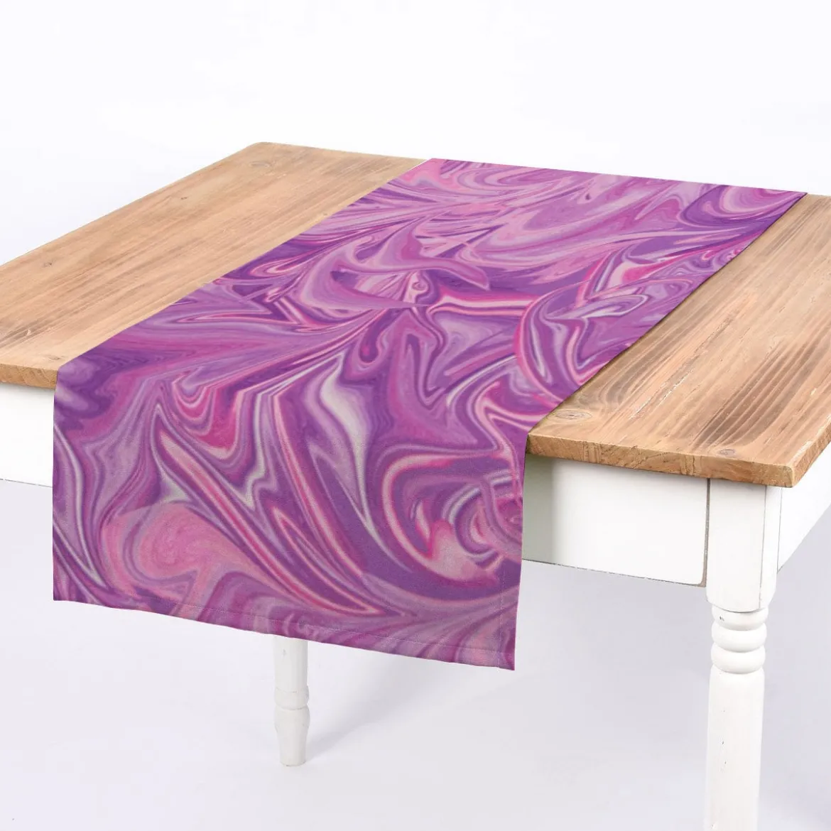 SCHÖNER LEBEN. Tischläufer Digitaldruck Retro Batik lila pink 40x160cm