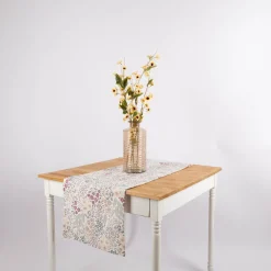 SCHÖNER LEBEN. Tischläufer Digitaldruck Allover Blumenwiese cremeweiß lila 40x160cm
