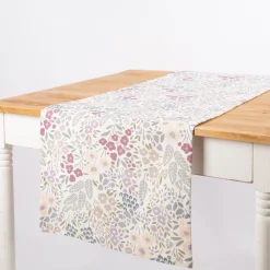 SCHÖNER LEBEN. Tischläufer Digitaldruck Allover Blumenwiese cremeweiß lila 40x160cm