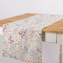 SCHÖNER LEBEN. Tischläufer Digitaldruck Allover Blumenwiese cremeweiß lila 40x160cm