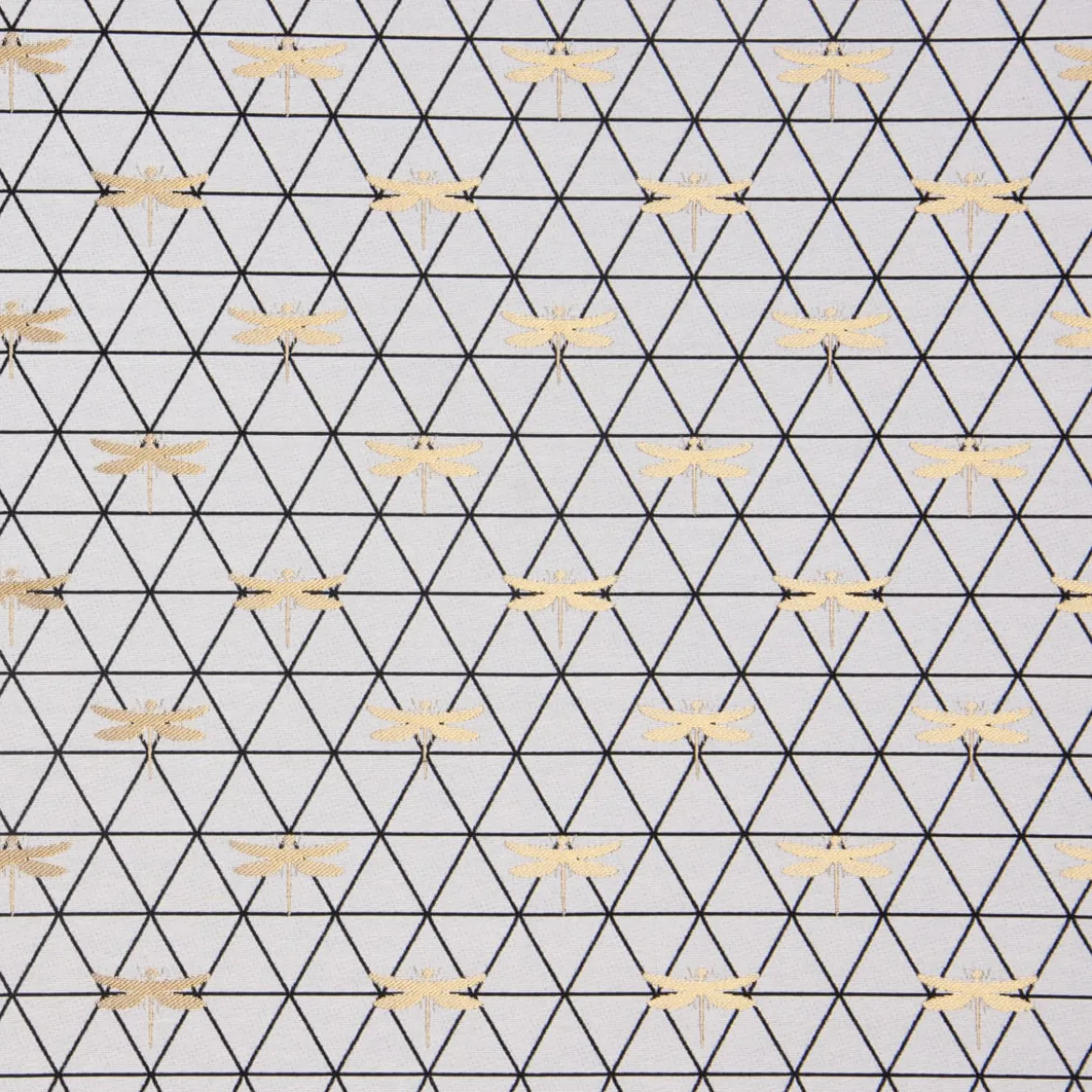 SCHÖNER LEBEN. Tischläufer Dreiecke weiß schwarz Libelle gold 40x160cm