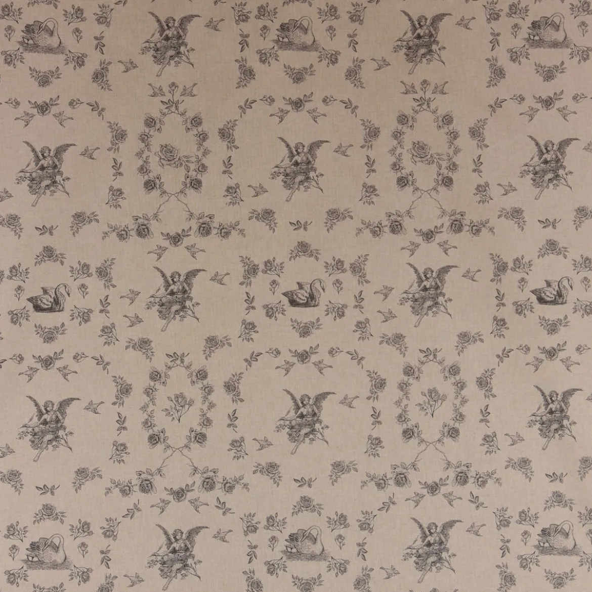 SCHÖNER LEBEN. Tischläufer Engel Rosen Vogel natur schwarz 40x160cm