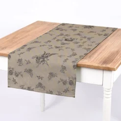 SCHÖNER LEBEN. Tischläufer Engel Rosen Vogel natur schwarz 40x160cm